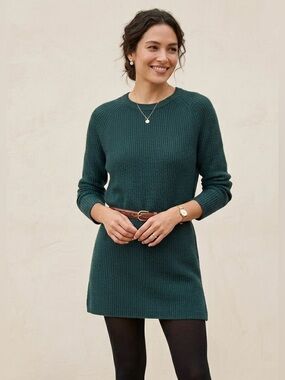 Revolve OGD Green 100% Cashmere Long Sleeve Mini Sweater Dress NWT Large